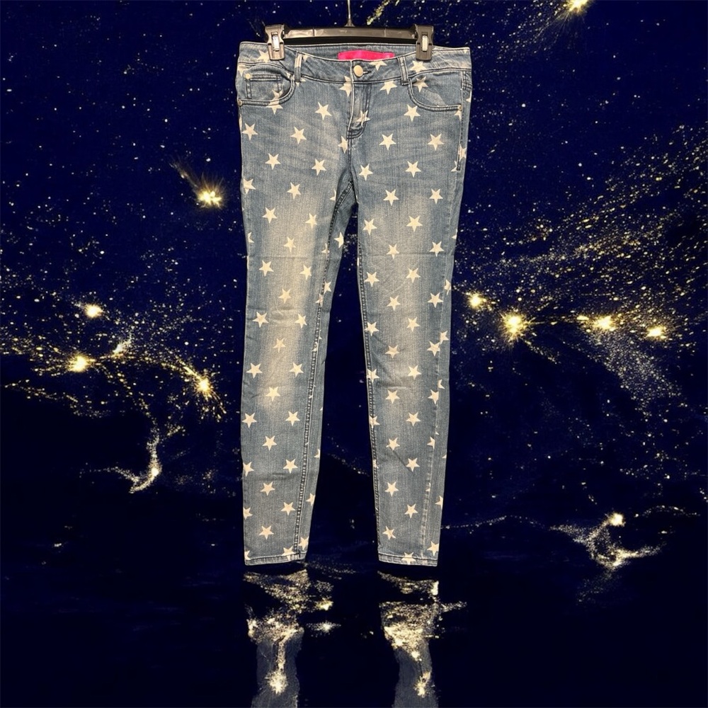 Juniors Tinseltown Blue Skinny Jeans with Star Pattern